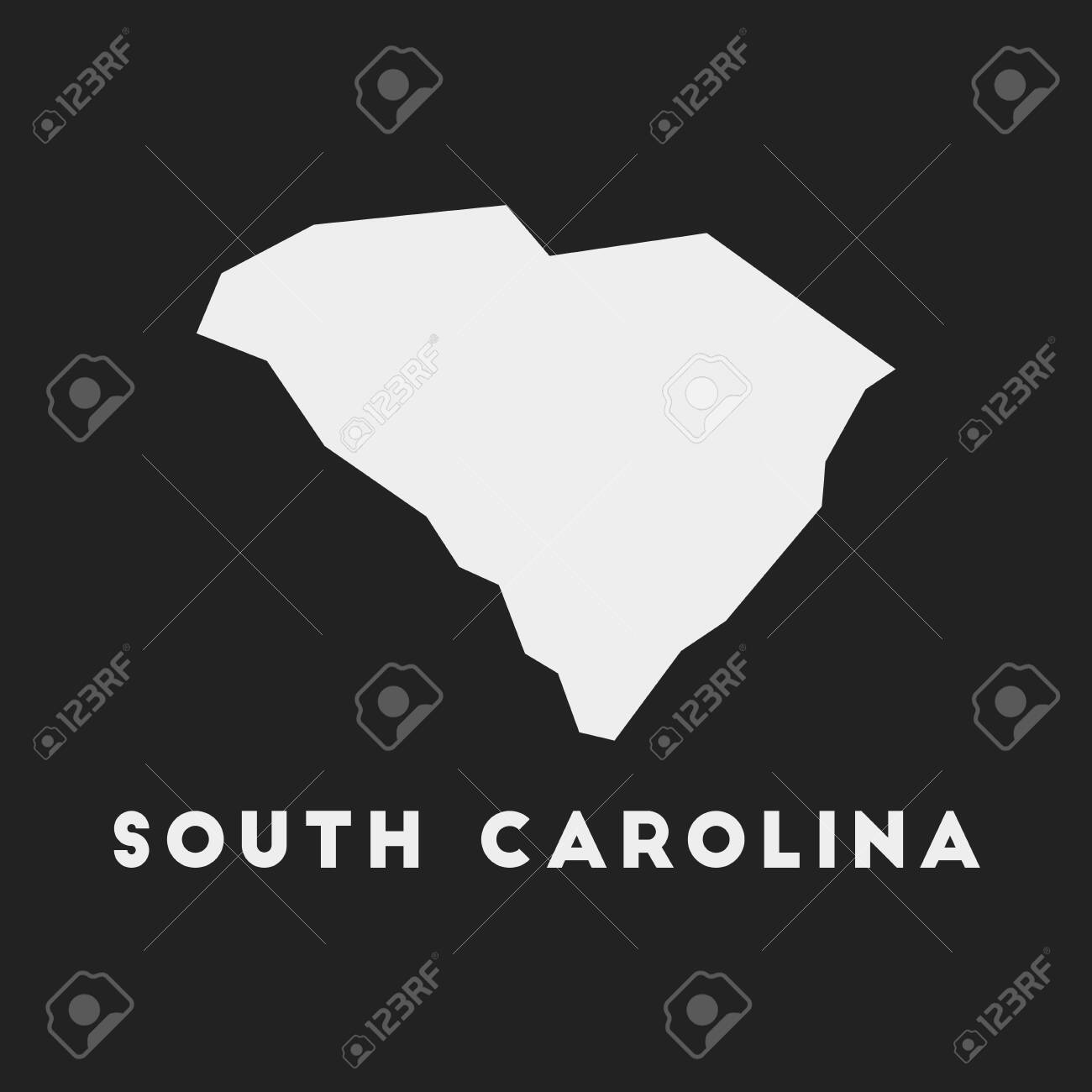South Carolina icon. Us state map on dark background. Stylish South Carolina map with us state name. Vector illustration.